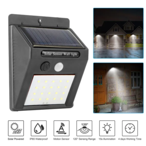 Solar Motion Sensor Wall Light, 20 LED