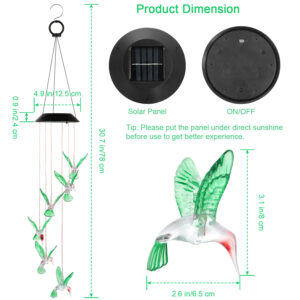 Solar Hummingbird Wind Chime Light