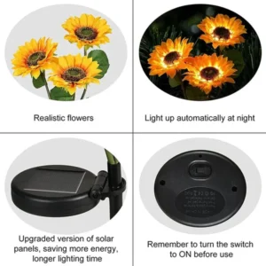 Solar Sunflower Garden Lights (2 Pack)